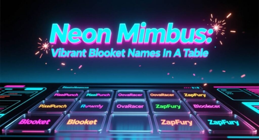 Neon Nimbus: Vibrant Blooket Names In A Table